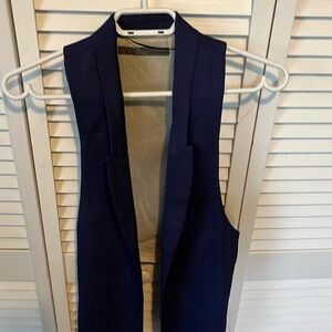 Blue blazer-like vest